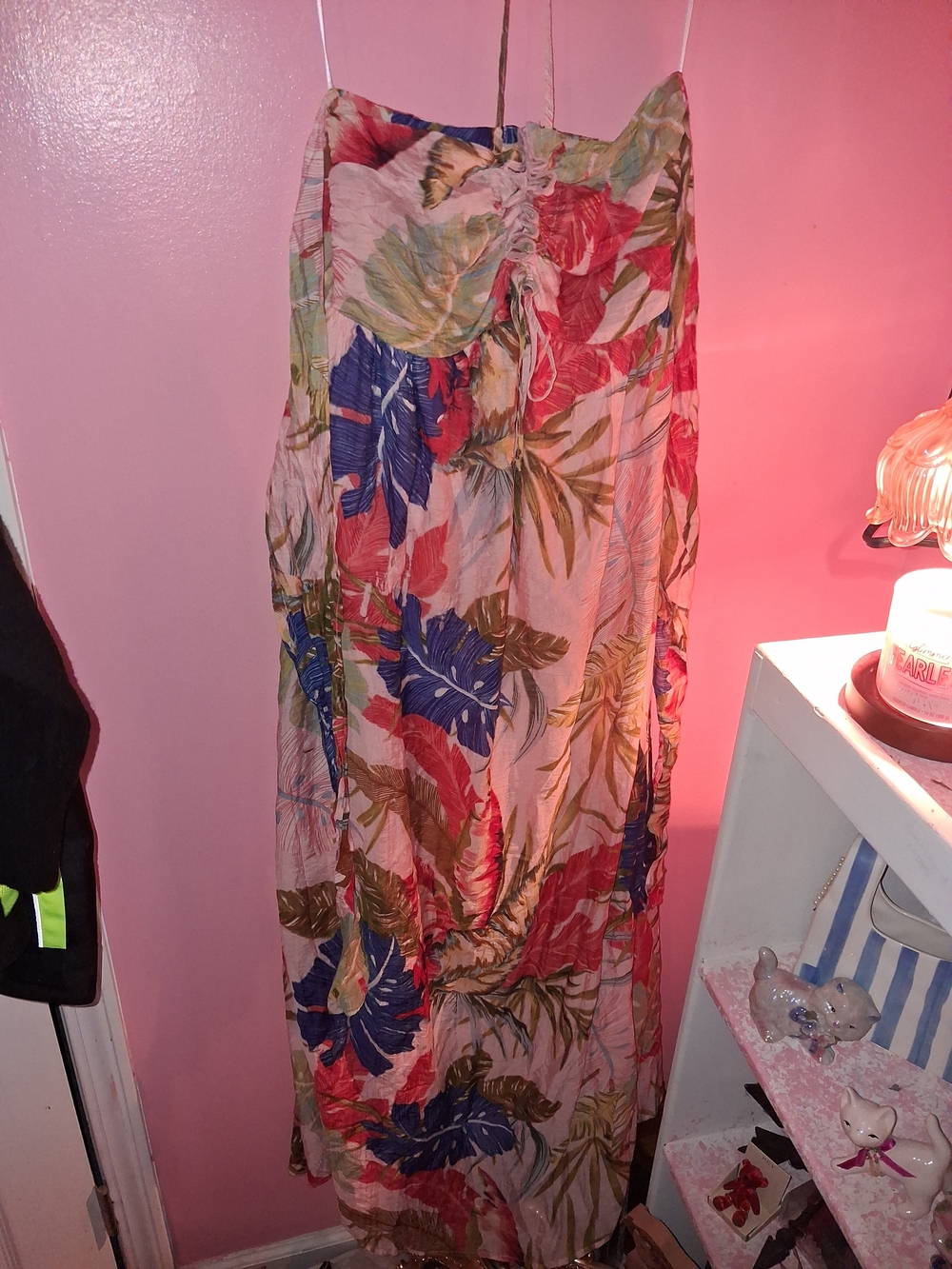 Tropical Floral Maxi Dress - Pink, Blue, Green